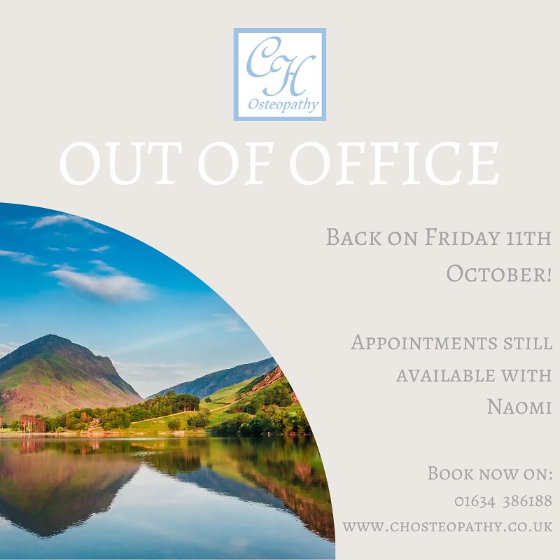 Off on holiday! ๐๏ธ.
Thatโs me all done for a couple of weeks! Iโm off on my holidays and will be back in clinic on Friday 11th October.
Naomi is still available for appointments on Mondays and Thursdays so feel free to book yourself in online ๐งโ๐ป.
I wonโt be monitoring my messages whilst Iโm away so in the meantime, you can contact Avenue Tennis directly. Otherwise Iโll get back to you when I get back! See you in a couple of weeks! ๐๐ป๐ฉ๐ปโโ๏ธโบ๏ธ.
๐ 01634 386188 (Avenue Tennis reception)
๐ฅ info@chosteopathy.co.uk
๐ www.chosteopathy.co.uk
#osteo #osteopathy #osteopath #painmanagement #canineosteopathy#holistichealth #sportsmassage #outofoffice