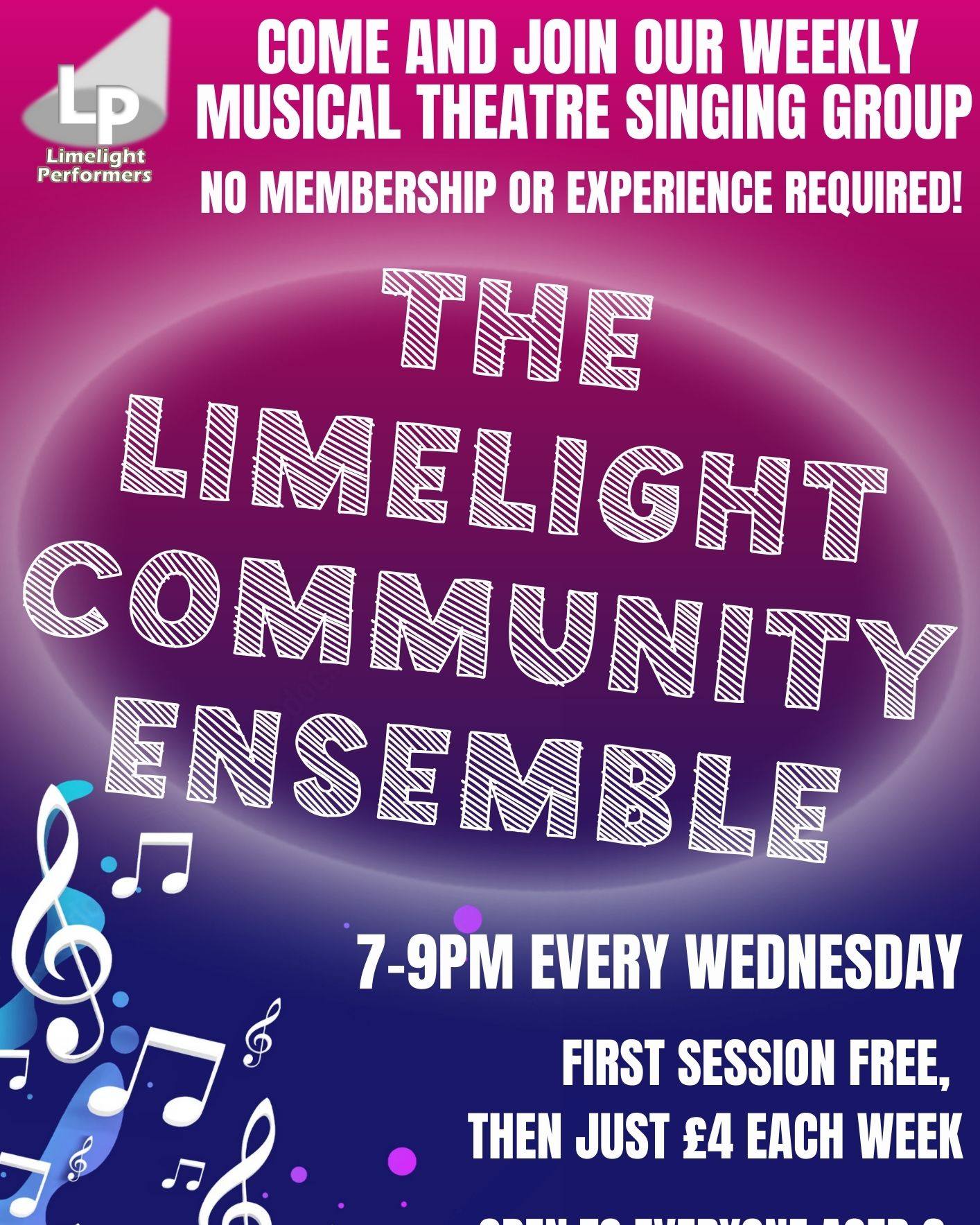 🎶 Join Our Weekly Community Ensemble! 🎶
Love to sing? Whether you're a seasoned performer or a total beginner, our friendly ensemble is open to anyone ages 9+, no experience needed!
🎭 Sing the best Musical Theatre songs in beautiful multi-part harmony (sheet music provided!)
🎤 Performance opportunities throughout the year, including a special ‘Ensemble concert'!
📅 Wednesdays, 7-9PM | Ipswich Morrisons Community Room (Sproughton Rd)
💰 £4 per session (cash/card) or grab 12 sessions for the price of 10!
✨ First session FREE—come and try it out!
A relaxed and fun way to enjoy Musical Theatre singing with a wonderful group of people! 🎶
More information:
https://www.limelightperformers.co.uk/ensemble
#MusicalTheatre #IpswichEnsemble #SingWithUs #LimelightPerformers #LiveMusic #ArtsCommunity